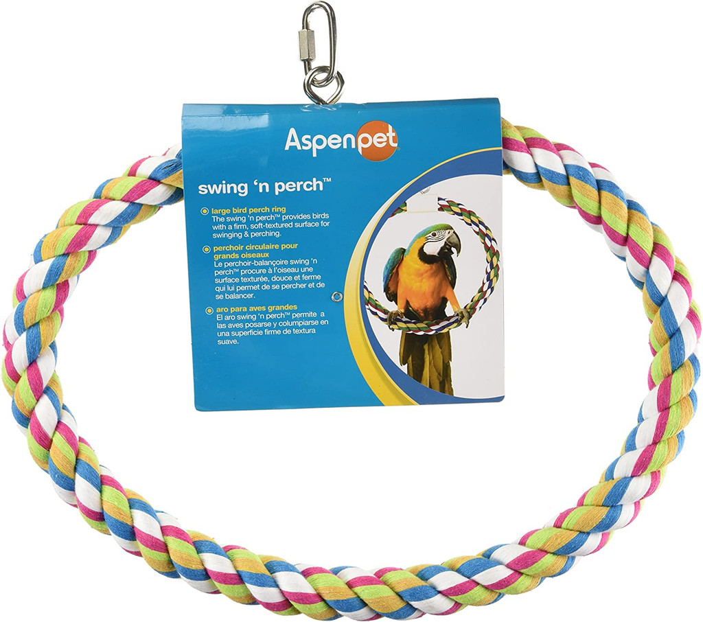 JW Swing 'n Perch Large Soft Comfy Firm Rope Ring For Bird Enrichment