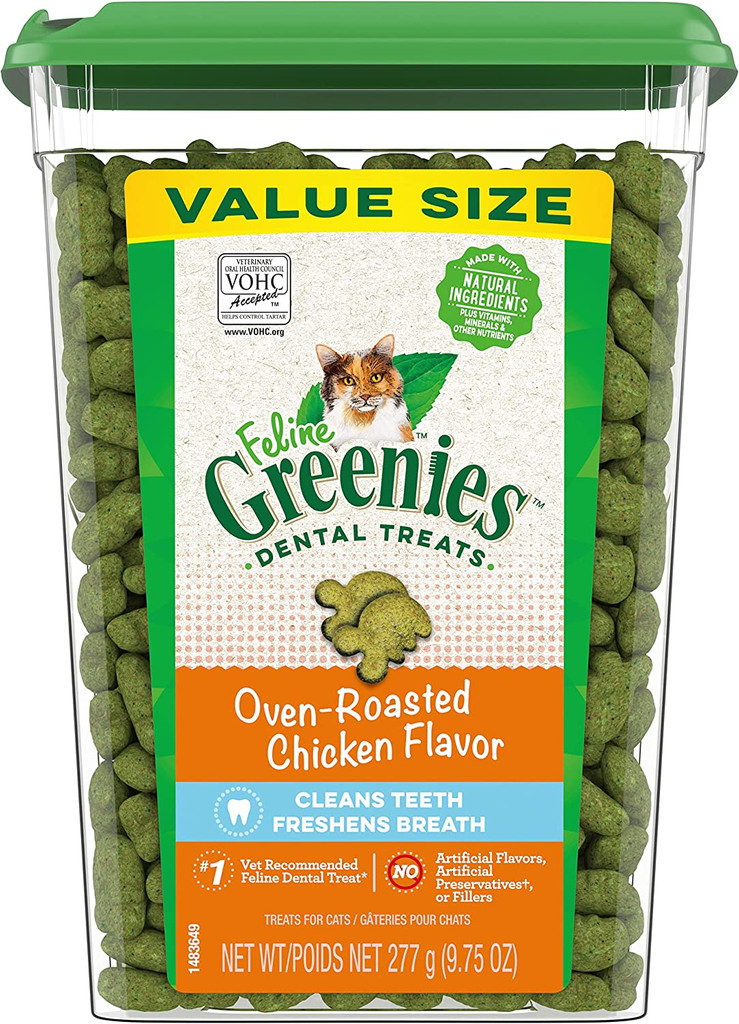 Greenies Feline Dental Treats Oven-Roasted Chicken Cleans Teeth 9.75-Ounce