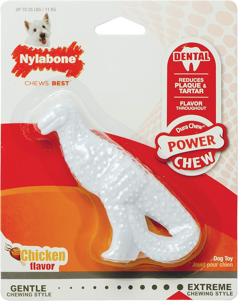 Nylabone Dinosaur Dental Power Chew Chicken Flavor - Small Dogs Up to 25 pounds