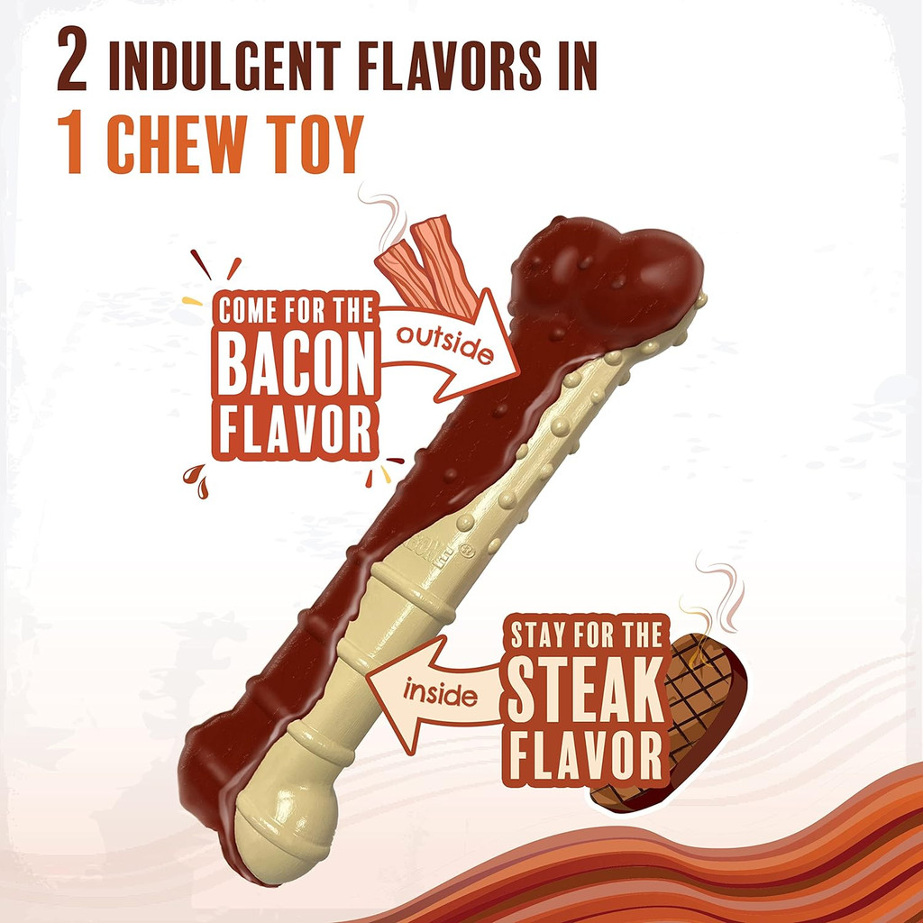 Nylabone Power Chew Bacon Flavor Outside and Steak Flavor Inside For X-Small Dog