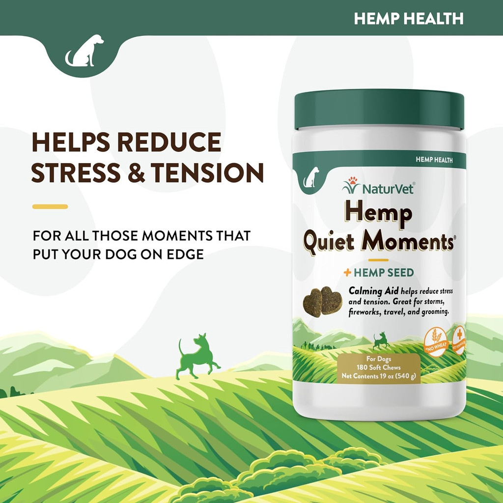 NaturVet Hemp Quiet Moments Plus Hemp Seed for Dogs 180 Soft Chews