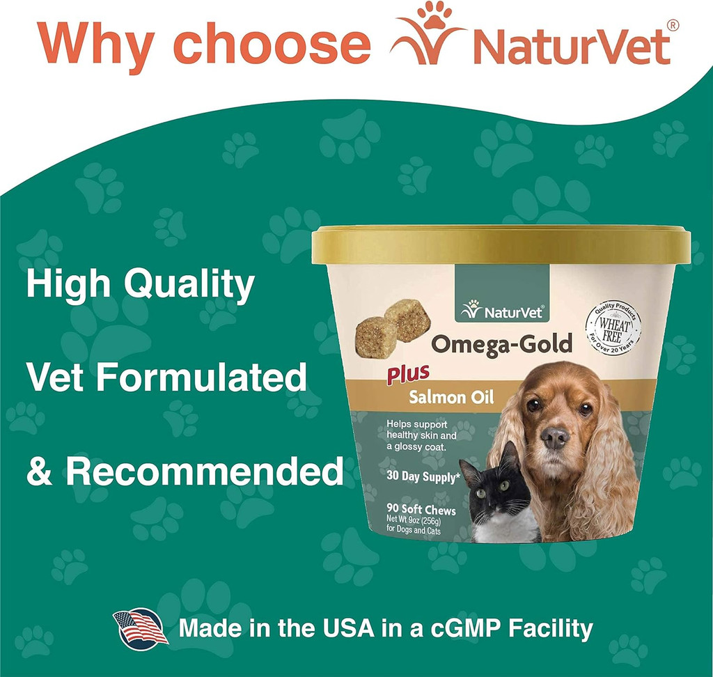 NaturVet Omega-Gold Essential Fatty Acids for Dogs and Cats 90 Soft Chews