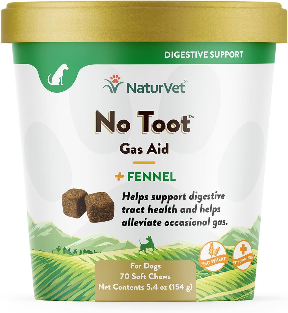 NaturVet No Toot Gas Aid Supports Digestive Tract Health for Dogs 70 Soft Chews