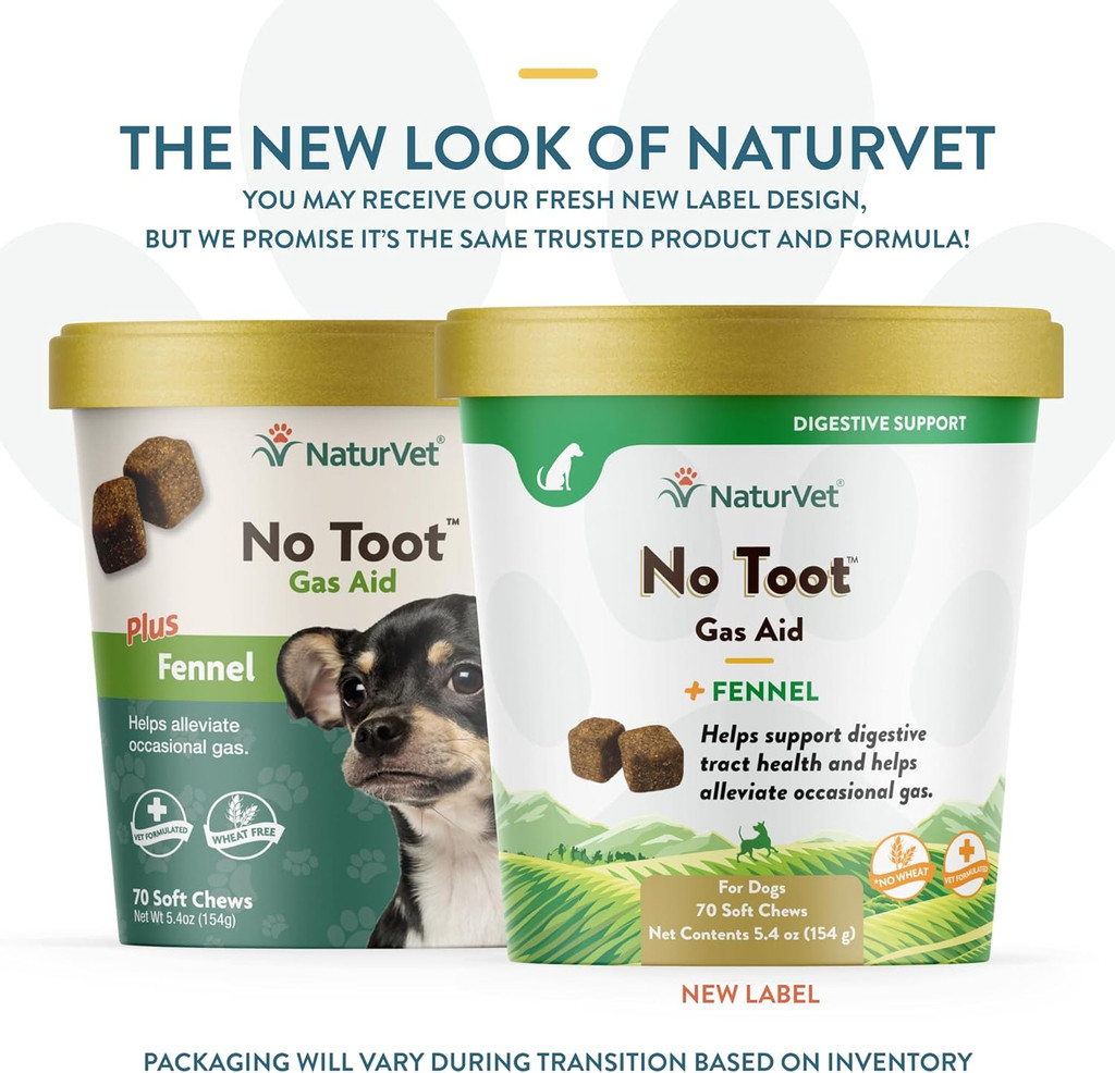 NaturVet No Toot Gas Aid Supports Digestive Tract Health for Dogs 70 Soft Chews