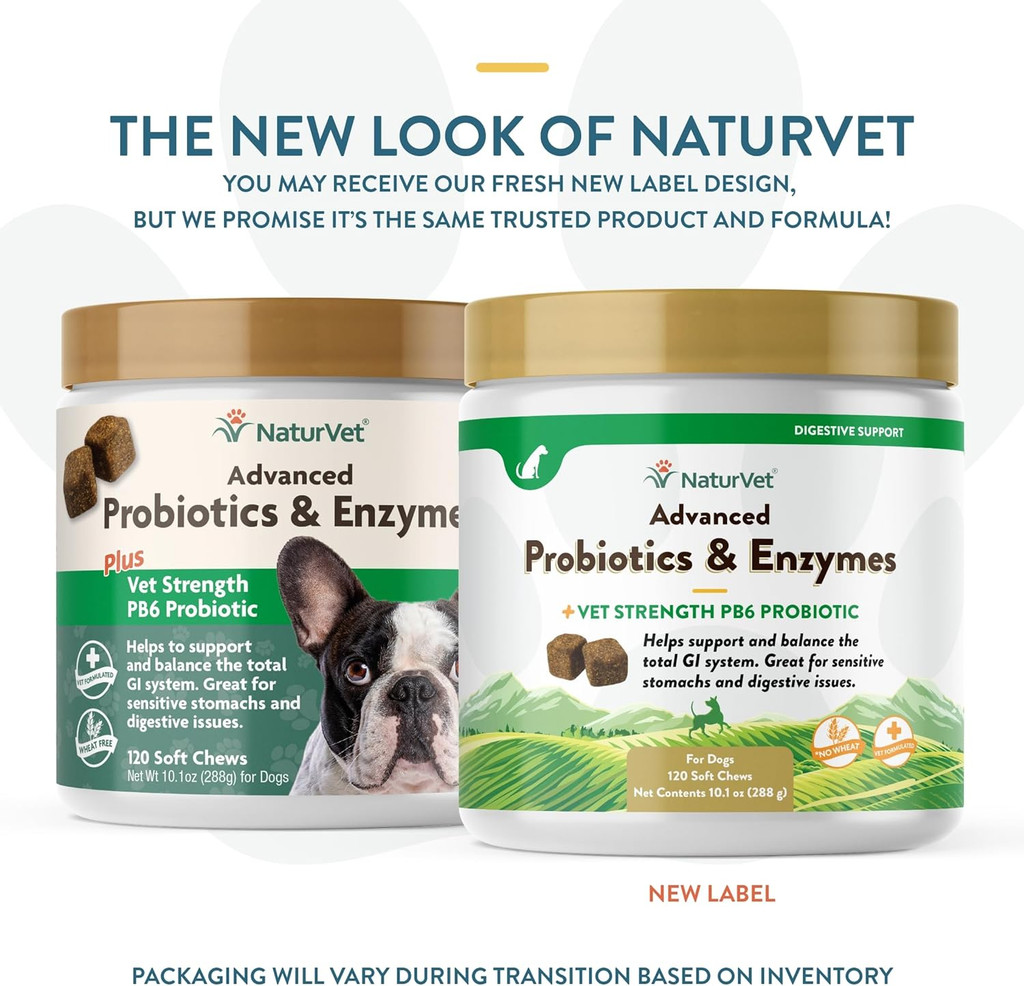 NaturVet Advanced Probiotics & Enzymes Plus PB6 Probiotic for Dogs 120 Soft Chew
