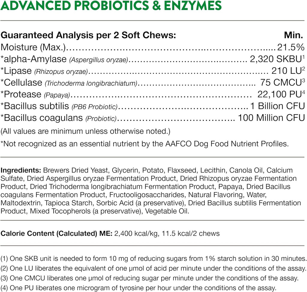 NaturVet Advanced Probiotics & Enzymes Plus PB6 Probiotic for Dogs 120 Soft Chew
