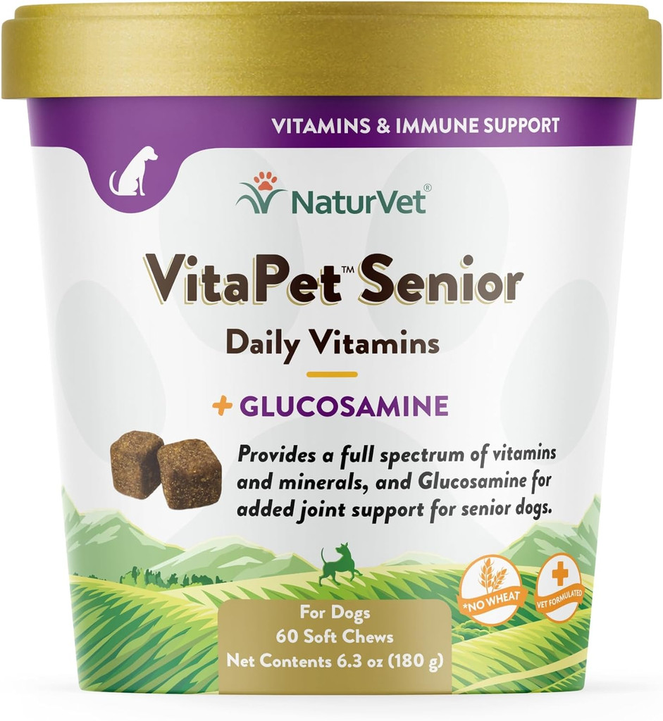 NaturVet VitaPet Senior Daily Vitamins Plus Glucosamine for Dogs 60 Soft Chews