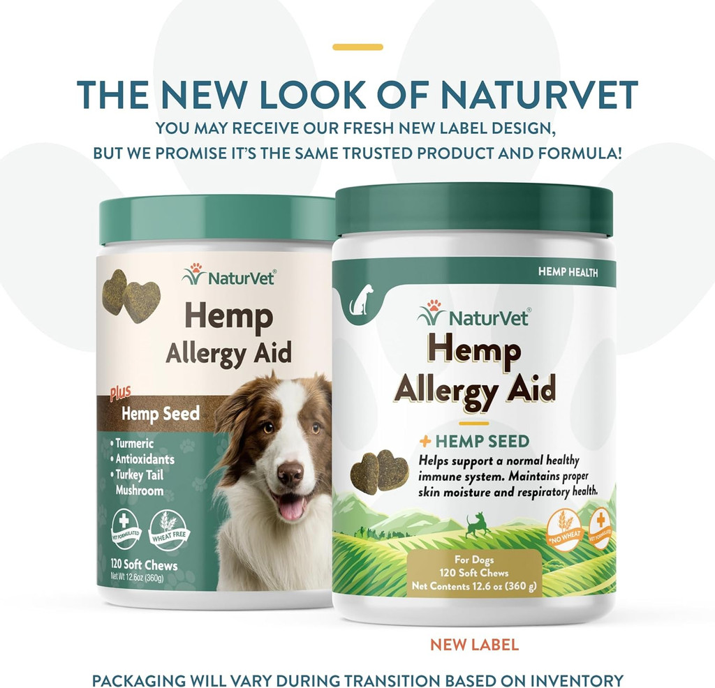 NaturVet Hemp Allergy Aid Plus Hemp Seed for Dogs 120 Soft Chews