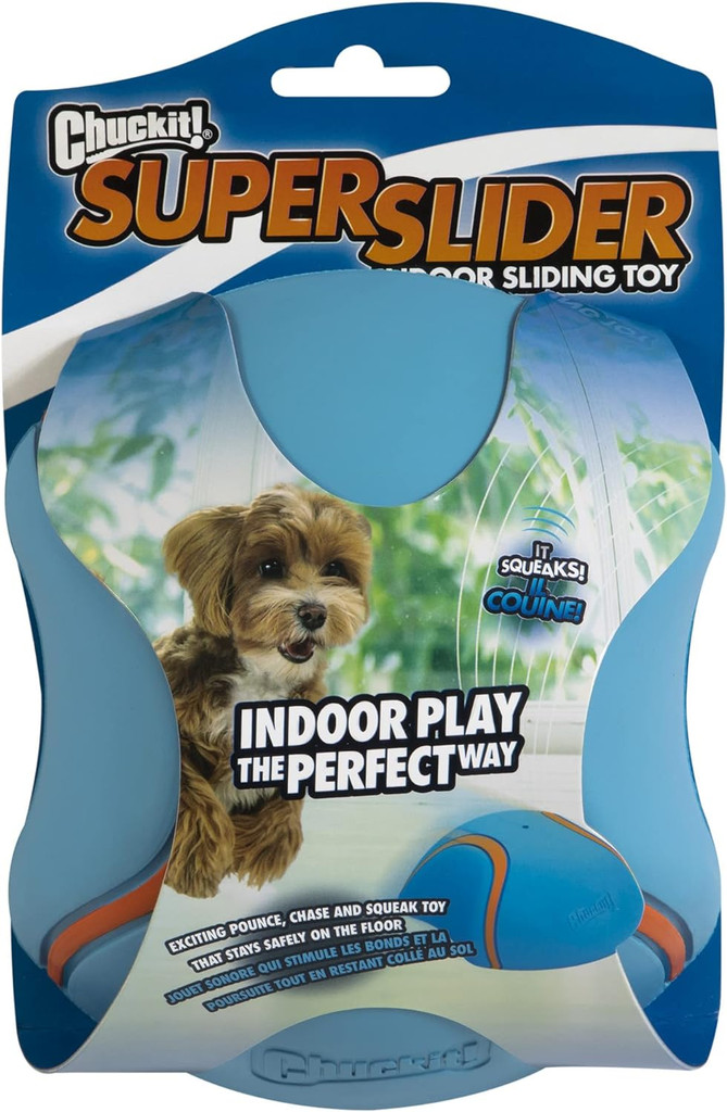 Chuckit Indoor Super Slider Self Fetch Squeaker Dog Toy Glides On Most Floors