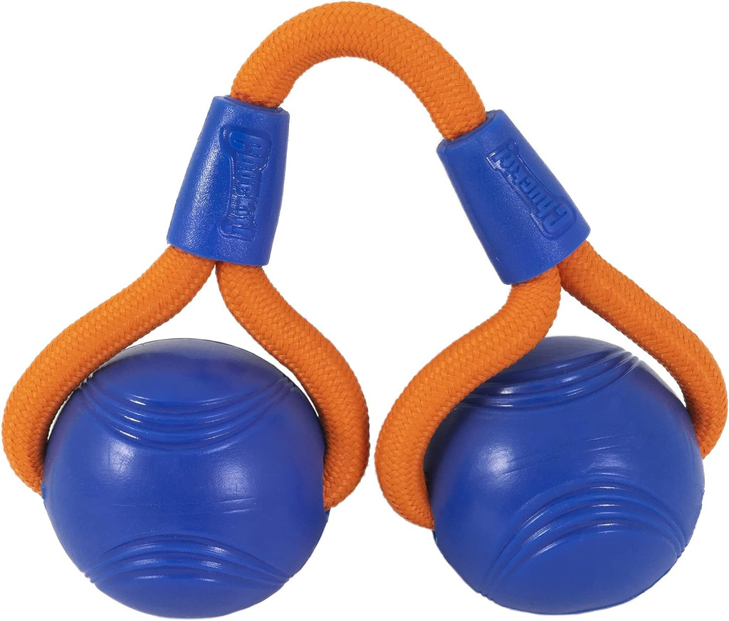 Chuckit Crunch Duo-Tug and Toss Ball Crackles and Crunches For Medium Dogs