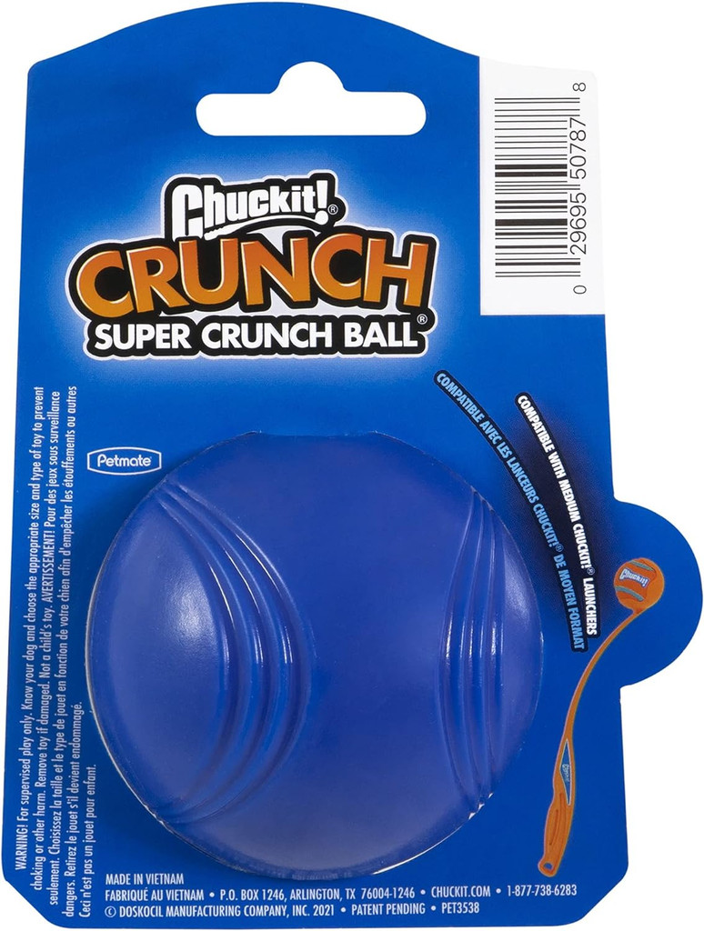 Chuckit Super Crunch Ball Crackles and Crunches Dog Toy For Medium Dogs
