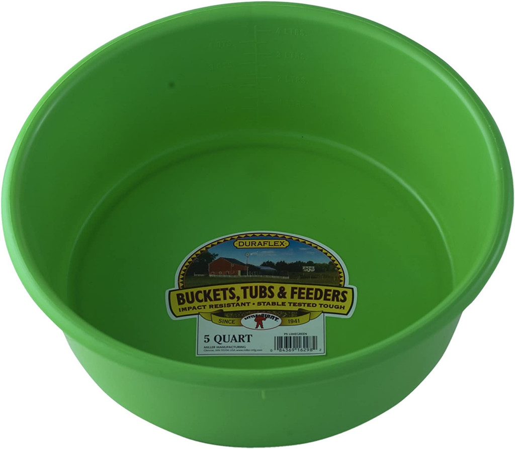 Little Giant 5 Quart Heavy Duty Plastic Green Utility Pan For Livestock Feeding