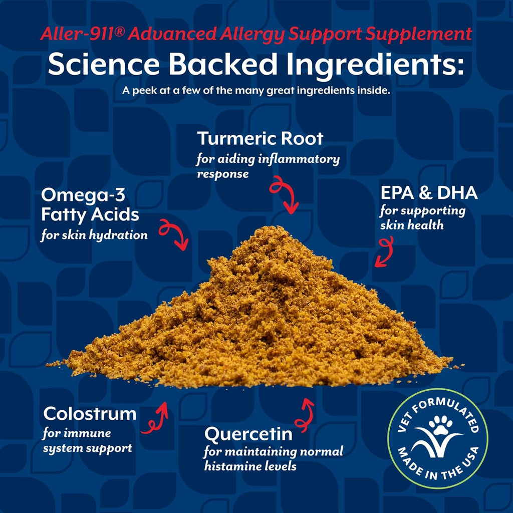 NaturVet Aller-911 Advanced Allergy Aid Formula Powder Plus Antioxidants 9-Ounce