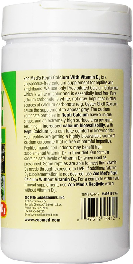 Zoo Med Repti Calcium with D3 Reptile Supplement Powder 12-Ounce