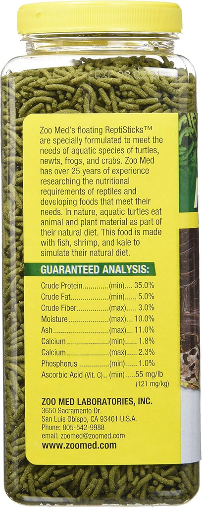 Zoo Med ReptiSticks Floating Aquatic Turtle Food with Kale 8-Ounce