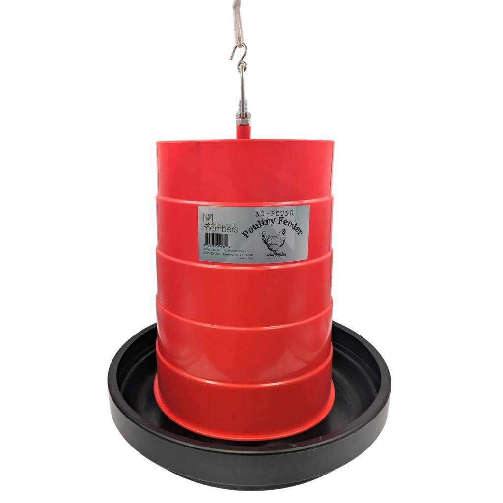 Little Family Members 30-Pound Poultry Feeder Adjustable Flow and Feed-Saving Lip