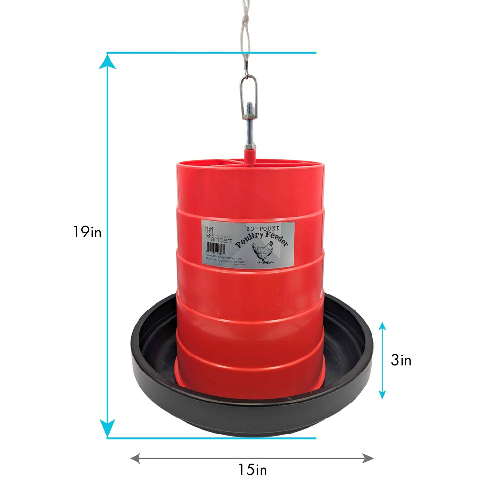 Little Family Members 30-Pound Poultry Feeder Adjustable Flow and Feed-Saving Lip