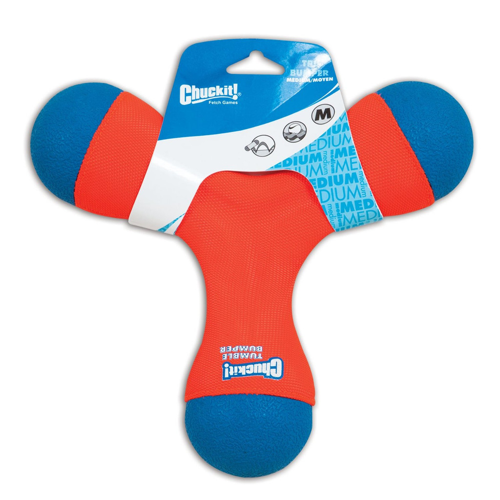 Chuckit TRI BUMPER Dog Fetch Toy Medium Boomerang Choose to Tug Toss or Bounce