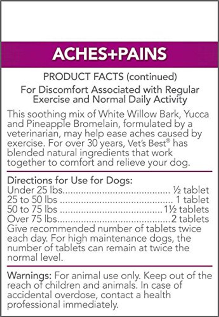 Vet's Best Dog Aches and Pains Chewable Tablets Supplements 50 count