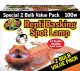 Zoo Med Repti Basking Spot Lamps 100W Unique Patented Double Reflector Beam 2Pk