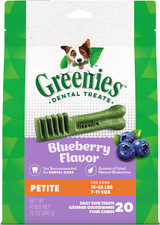 Greenies Bursting BlueBerry Petite Size 20 count 12 oz | Dental Treats for Dogs