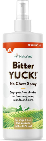 NaturVet BITTER YUCK No Chew Spray For Dog/Cat/Horse - Water Based 16 oz