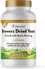 NaturVet BREWERS DRIED YEAST Garlic Flavor Plus Vitamins  Dogs and Cats 500 tab