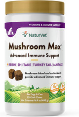 NaturVet Mushroom Max Advanced Immune Support with Turkey Tail 120 ct for Dogs