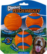 Chuckit Fetch Medley 3-Count Medium Dog Balls Variety Pack Dog Toys