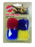 Ethical Pet Spot Wool Pom Poms 4 count  Colorful Cat Toys with Catnip