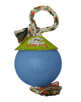 Jolly Pets Romp-n-Roll 4.5 inch Blueberry  Rubber Ball with Rope for Dogs