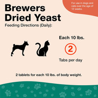 NaturVet Brewer Dried Yeast Formula Garlic Dog and Cat Vitamins 100 count