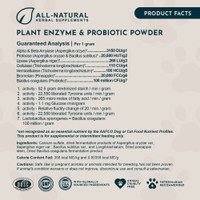Animal Essentials Plant Enzymes and Probiotics 100 gram Supplement for Pets