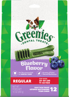 Greenies Bursting BlueBerry Regular Size 12 count 12 oz  Dental Treats for Dogs