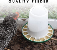 Hanging Poultry Feeder Open Top Filling Twist Lock Scratch Out Feed Backyard