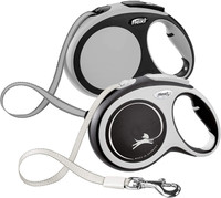 Flexi New Comfort Retractable Tape Dog Leash Large 26-Foot Black/Grey 110-lb