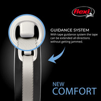 Flexi New Comfort Retractable Tape Dog Leash Large 26-Foot Black/Grey 110-lb