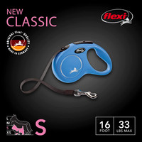 Flexi New Classic Retractable Tape Dog Leash Small 16-Foot Blue 33-lb. Dogs