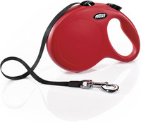 Flexi New Classic Retractable Tape Dog Leash Large 26-Foot Red 110-lb. Dog