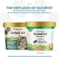 NaturVet Hairball Aid Daily Support Plus Pumpkin for Cats 60 Soft Chews