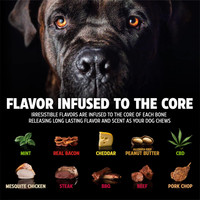 Pet Qwerks Dinosaur Barkbone For Aggressive Chewers Steak Flavor For Medium Dogs