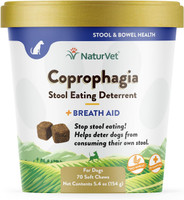 NaturVet COPROPHAGIA Plus Breath Aid Stool Deterrent Soft Chew Dogs 70 count