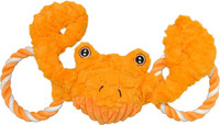 Jolly Pets Tug-A-Mals Crab Large  Orange Squeaky Plush Toy for Dogs