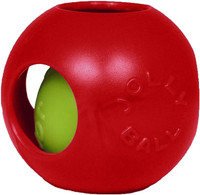 Jolly Pets Teaser Ball 10 inch Red  Hard Plastic Durable Toy for Dogs