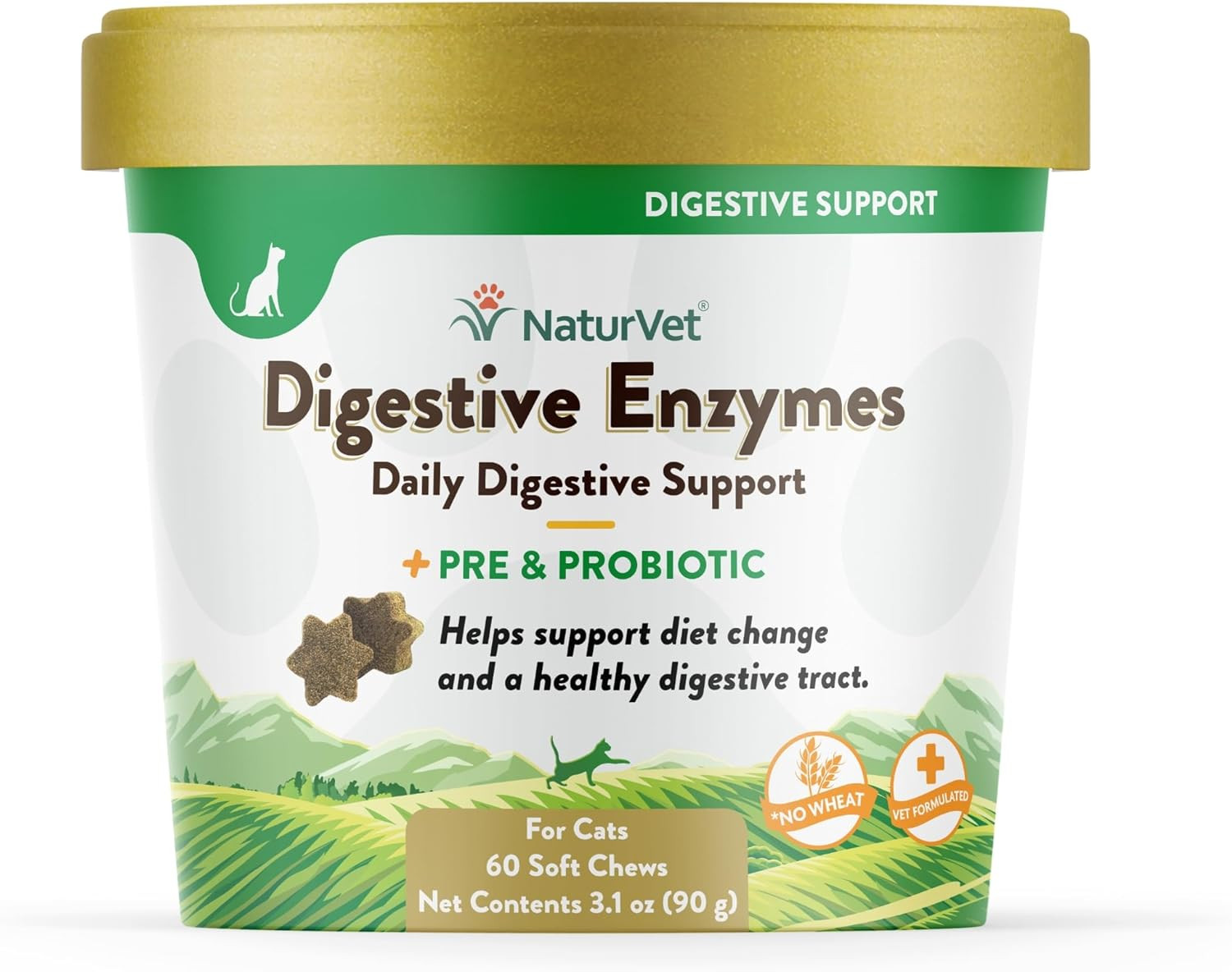 NaturVet Digestive Enzymes Plus Probiotics Soft Chew Cat 60 count