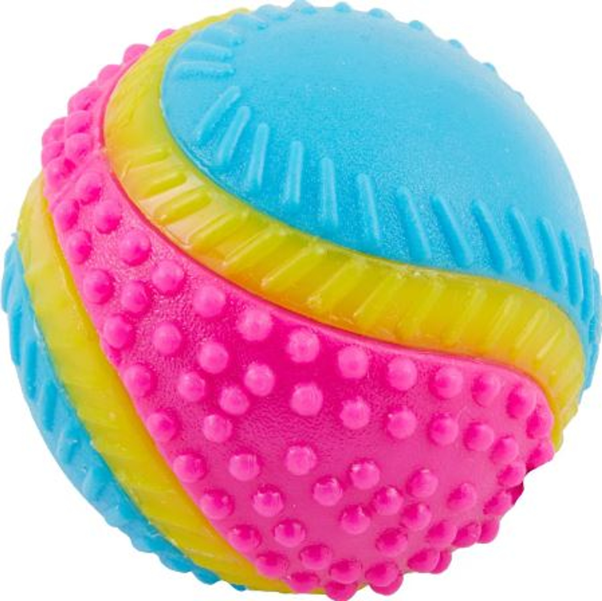 Ethical Pet Spot Sensory Ball 2.5 inch Colorful Rubber Squeaker Toy for Dogs