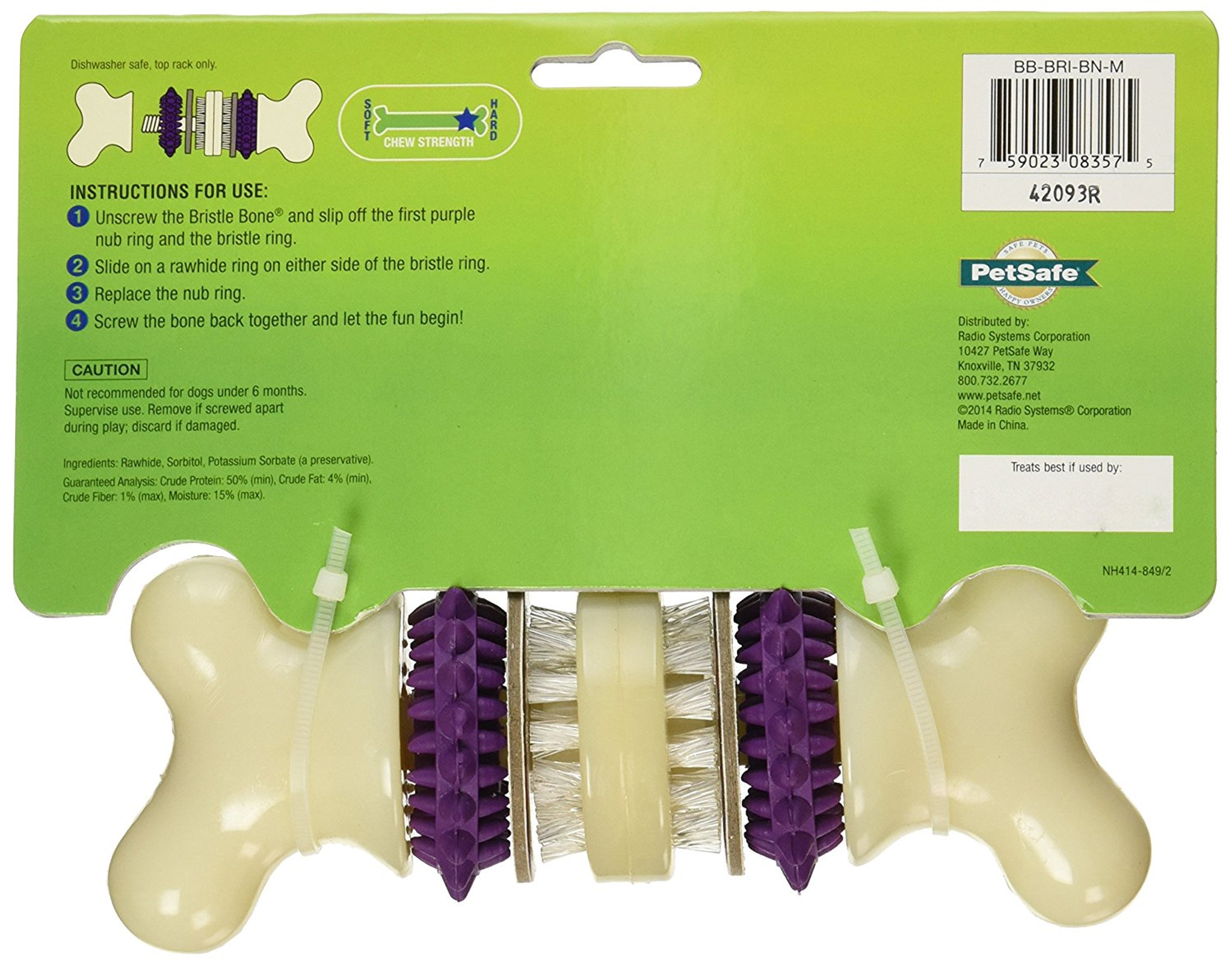 PetSafe Busy Buddy BRISTLE BONE Dog Toy Dental Treat and Chew Medium