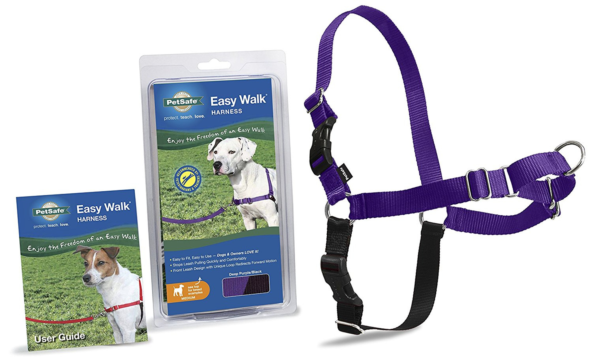 PetSafe Dog Nylon EASY WALK HARNESS Reduce Pulling Medium Purple/Black 