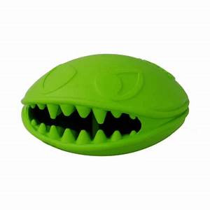 Jolly Pets Monster Mouth 4 inch Green Treat Hiding Rubber Toy for Dogs