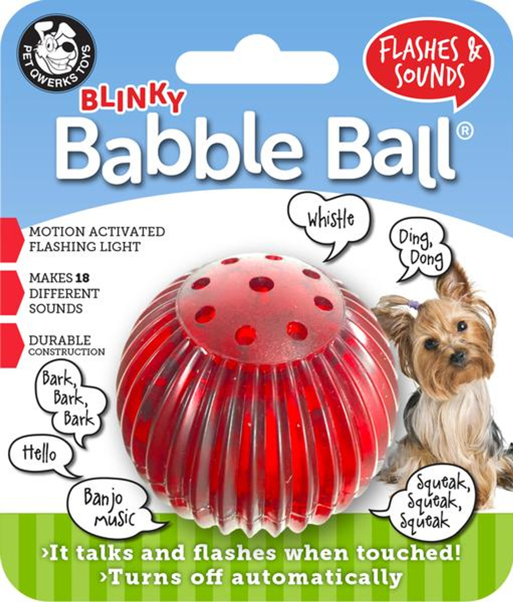 Pet Qwerks Animal Sounds Babble Ball Small-Interactive dog toy